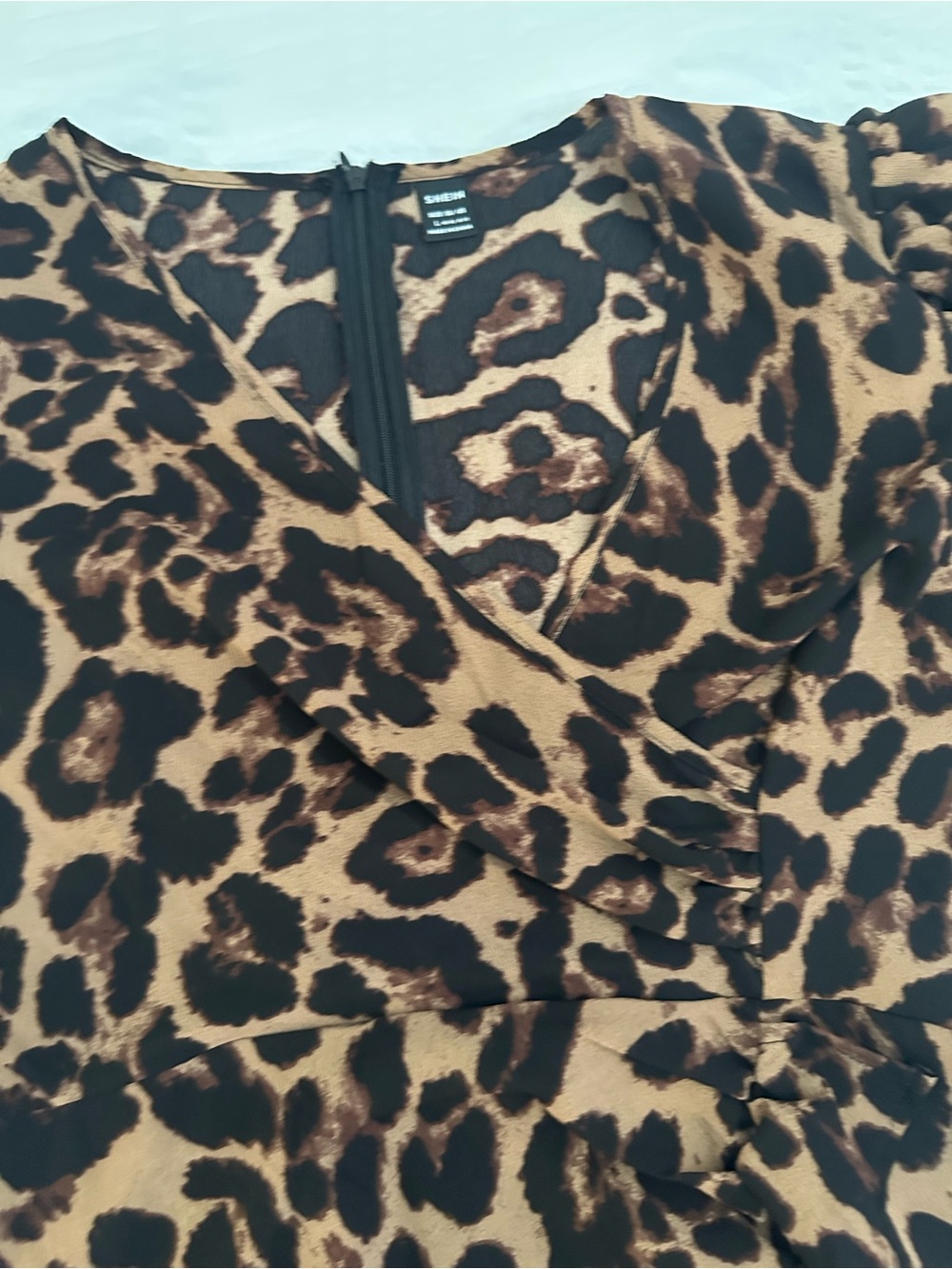 SHEIN Leopard Print Midi Dress - Black and Brown Large - Picture 3 of 7